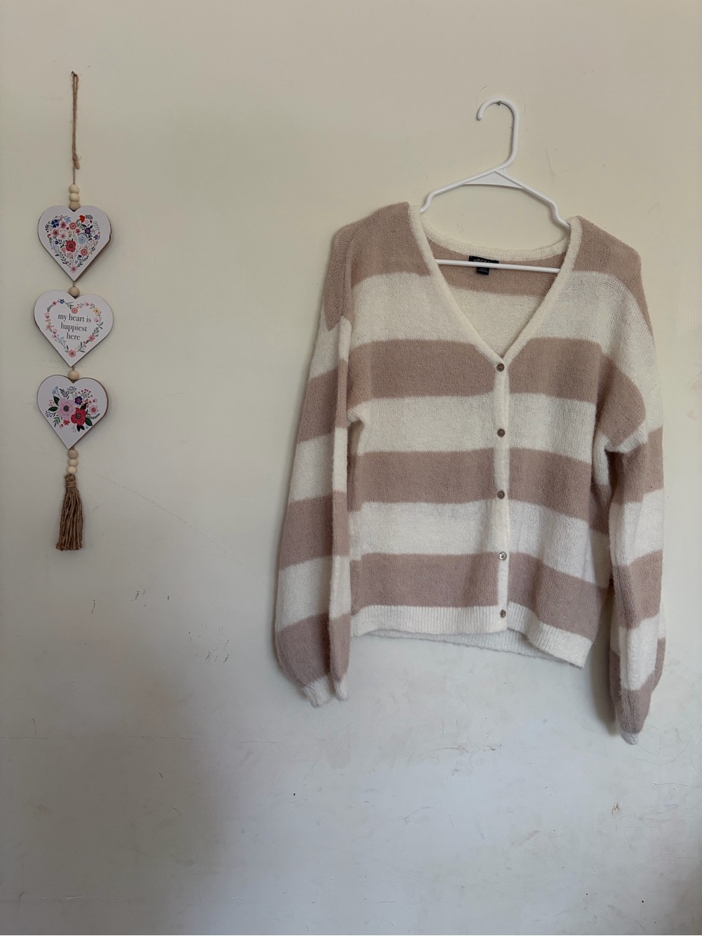 Wild Fable EUC Softgirl Cozy Cottagecore Striped Button Cardigan Knit Beige